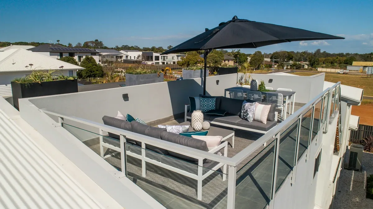 Roof terrace at the Ownit Homes CityView display home in Rochedale