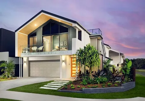 Bayview home design - Nordic-inspired double storey home with steeply pitched gable roof