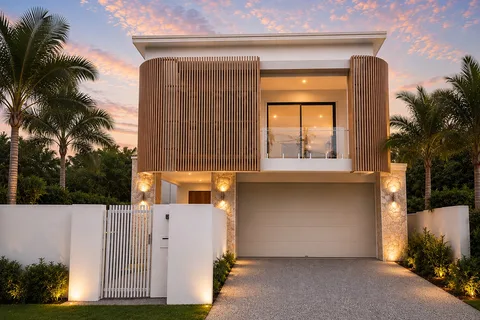 Ownit Homes Amalfi home exterior at dusk