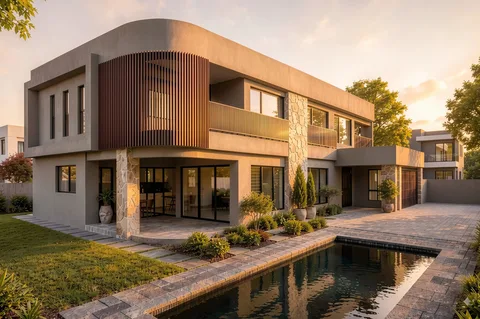 Rosewood exterior render at sunrise