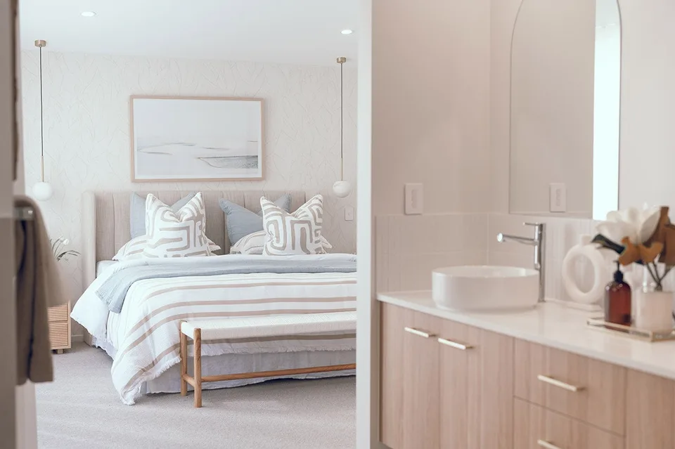 Main bedroom retreat with ensuite and timber cabinetry