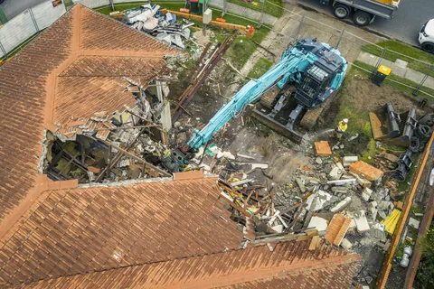 Demolition work at the original Rosewood home