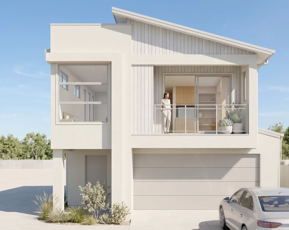 Lakeview home design - modern reverse-living double storey home