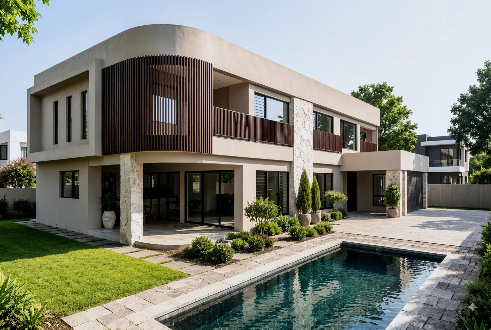 Rosewood exterior render in daylight